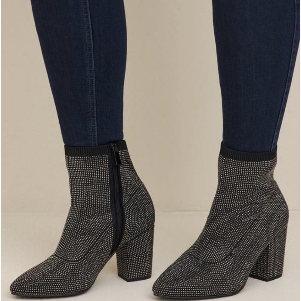 Stretch Knit Embellished Booties
